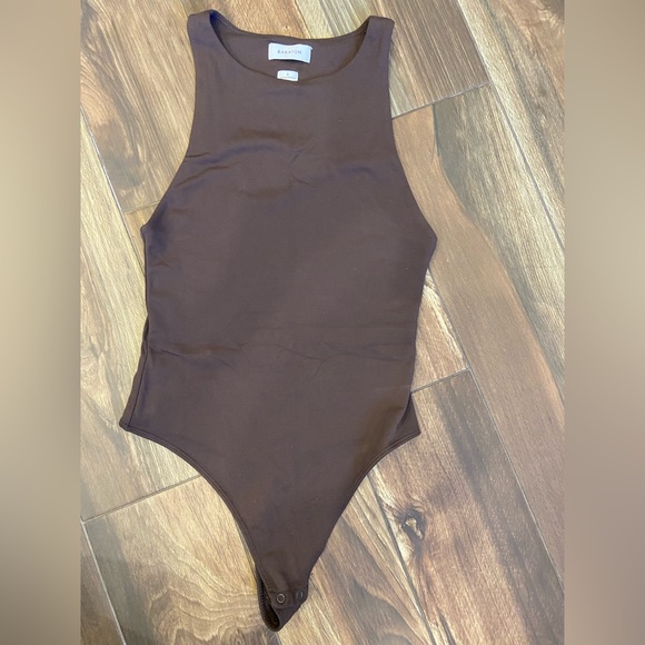 Babaton Contour High Neck Bodysuit – Chocolate Brown – Size S - Picture 2 of 7
